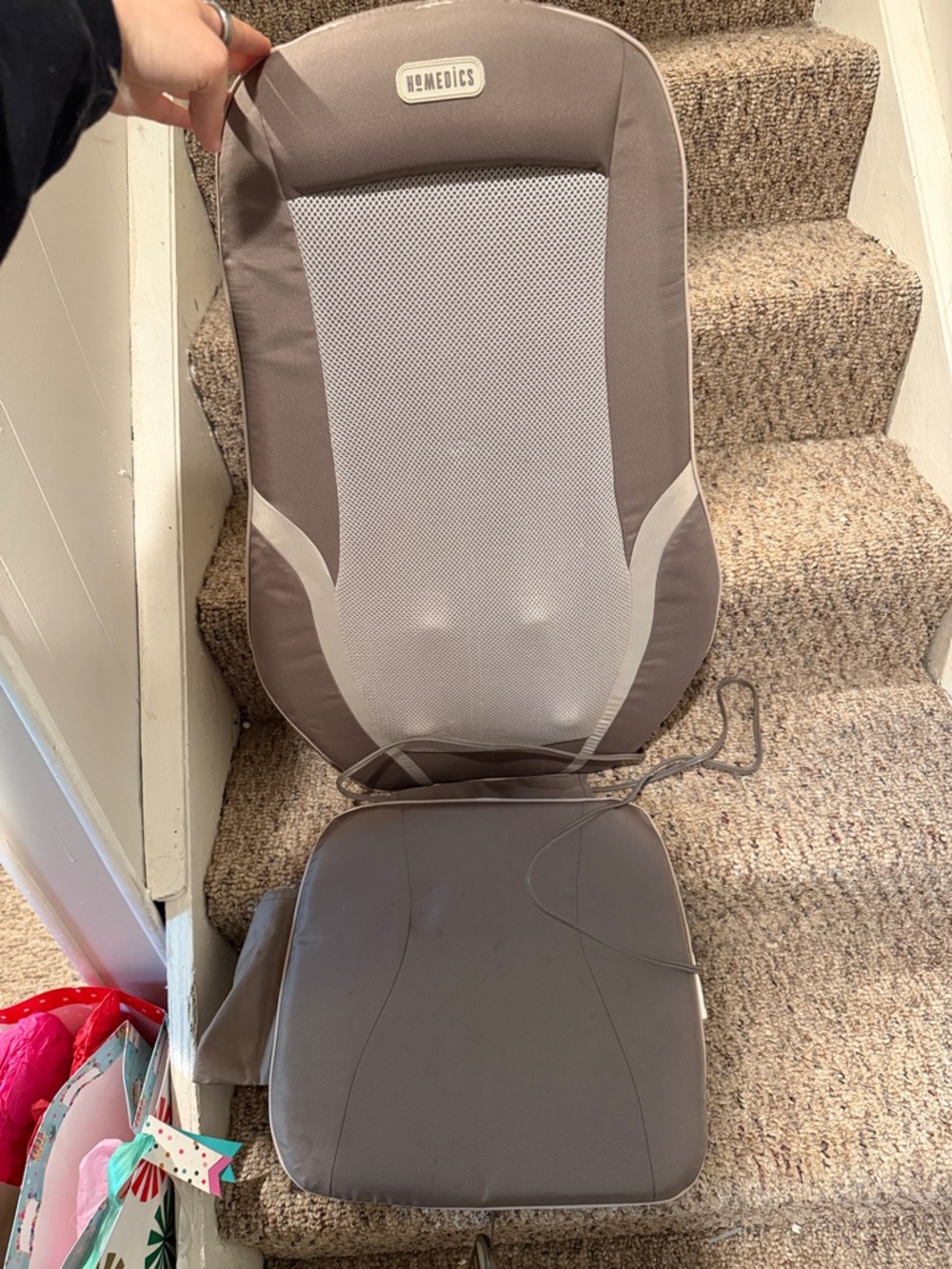 Homedics Brown and Light Gray Mesh Seat and Back Massage Cushion